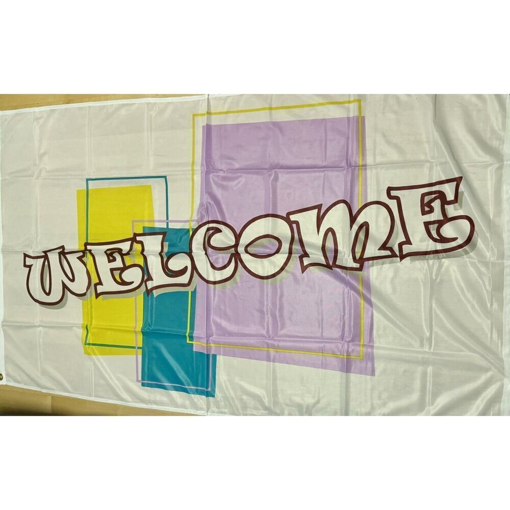 3ft x 5ft Knitted Heavy Polyester Flag "WELCOME" Bright Pastel Color Designed
